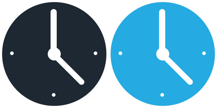 Clock icons modern time symbols in gray and blue vector illustration