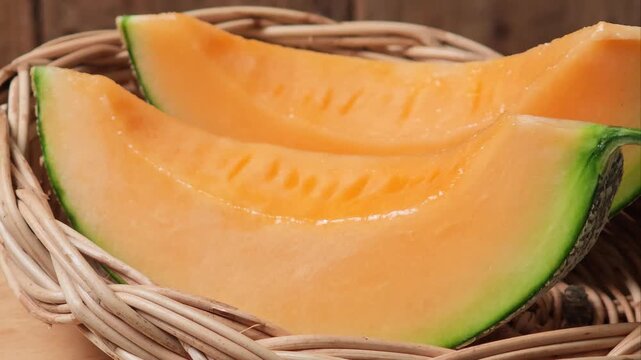 Close-up of a ripe, orange melon