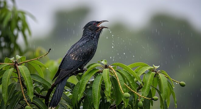 Asian Koel Rainy Mango Tree Call Echo