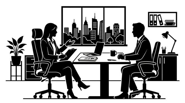 Businesswoman interviewing candidate in office