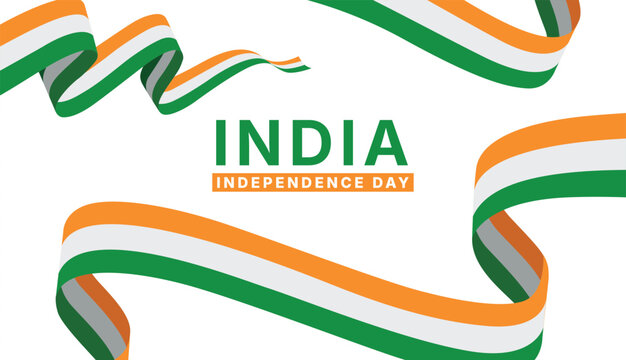 India Independence Day Ribbon Background with Tricolor Wave Banner Celebration Design