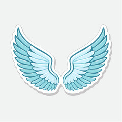 Fototapeta premium Stylized Blue Angel Wings Sticker