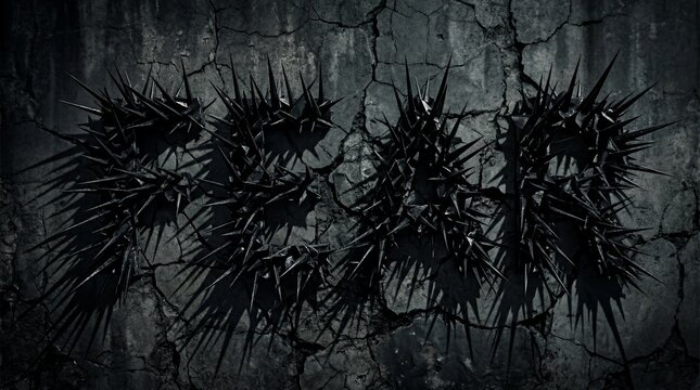 Fear word text forming from sharp spikes on cracked wall