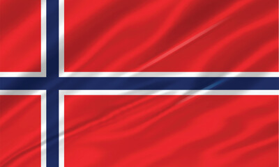 Fototapeta premium Norway National Flag Waving Vector Illustration with Official Nordic Cross Design, fabric silk or satin texture design