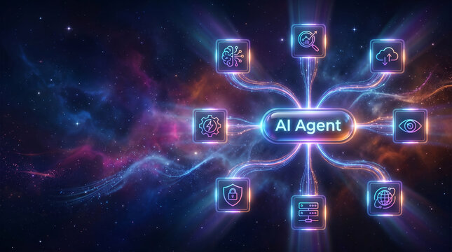 AI agentic workflow automation artificial intelligence agent software interface nodes triggers data tool dashboard coding icon flow process database technology