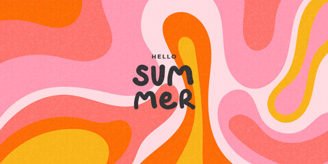 Abstract summer background with retro wavy shapes. Creative concept of bright cover. Modern design template for card, horizontal poster, header, corporate identity, branding, social media, ads. © Svitla