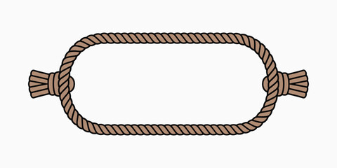 Brown rope with ends tied in knots on white background tied rope © Fahimaakter