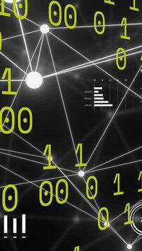 Vertical video: Neon bits scrolling revealing node mesh as HUD updating nodes pulsing showing flow
