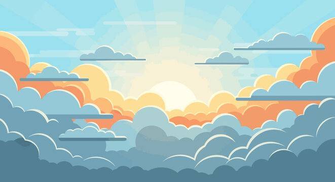 Sunlight breaking through a vibrant cloudy sky at sunrise or sunset.