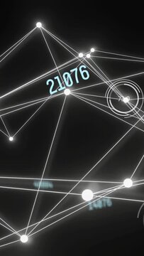 Vertical video: Network panning, triggered by labels, revealing gauges and bars to map metrics
