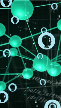 Vertical video: Camera panning across 3D green node mesh with ringed profiles, showing connectivity