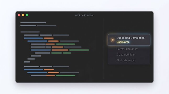 Modern Code Editor with Artificial Intelligence Autocomplete Feature