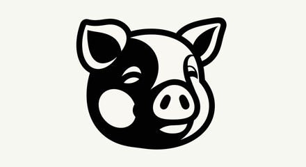 Stylized pig head illustration © amri