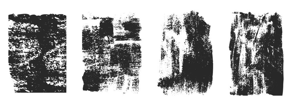  Grunge rolled set ink stamp texture frame. Noice distress vintage craft paint splatter borders. Rectangle vertical backgrounds. Linocut relief printing 