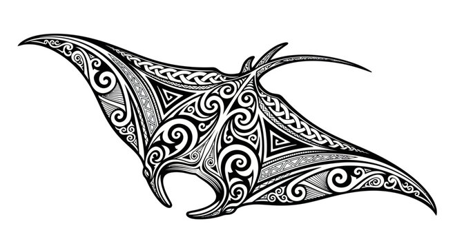 Manta Ray Tattoo Design: Intricate Celtic Knot Tribal Art