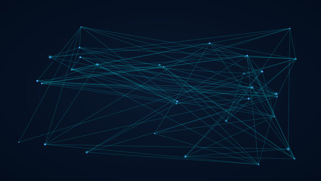 Complex network connections with interconnected nodes and lines abstract background artificial int