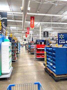 Wide grocery aisle at Walmart in Castle Rock
