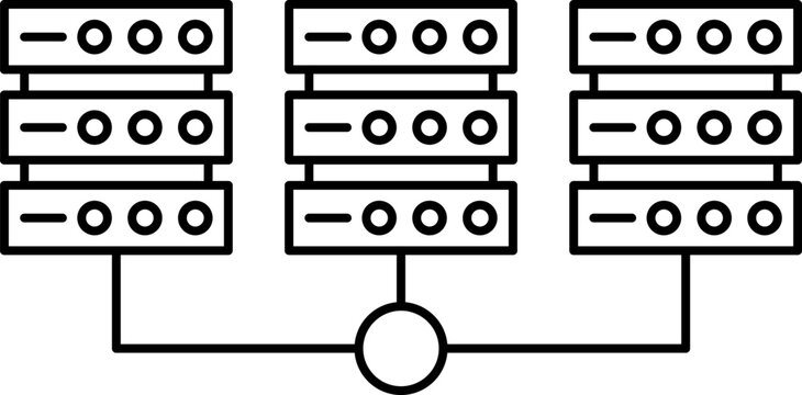 Network server and database storage icon set. Simple cylinder data hosting and cloud storage symbols.