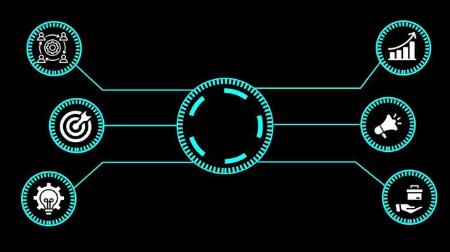 Futuristic  Business Infographic HUD UI Workflow Interface Design