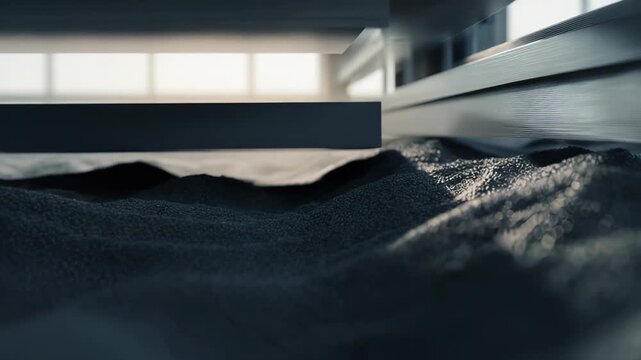 Industrial 3d printer creating a complex object layer by layer, accurately spreading fine metallic powder across the build platform during the manufacturing process