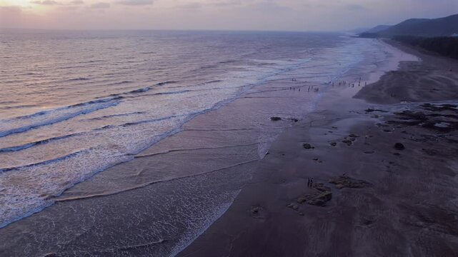 A stunning aerial drone view of Dapoli Beach along the Konkan coastline in Ratnagiri district, Maharashtra, India. 