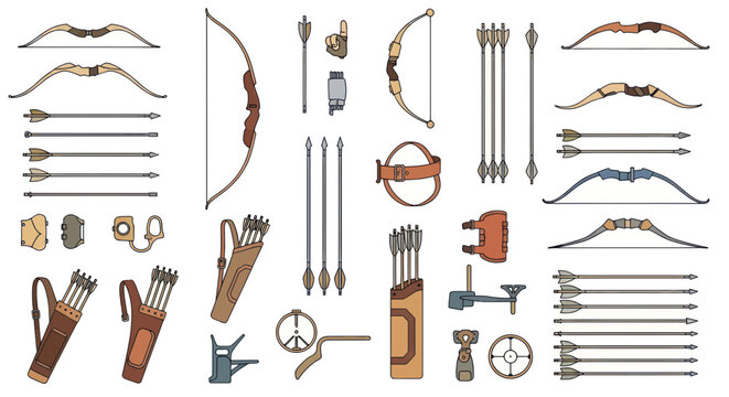 Archery Equipment Collection: Bows, Arrows, Quivers, and Accessories