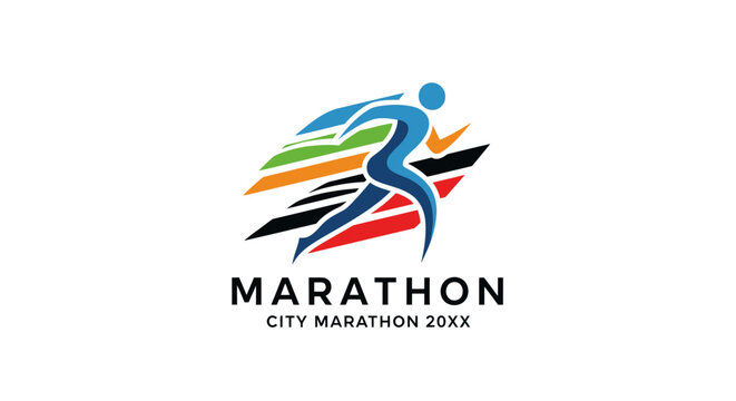 Marathon Runner Logo - City Marathon Race Event