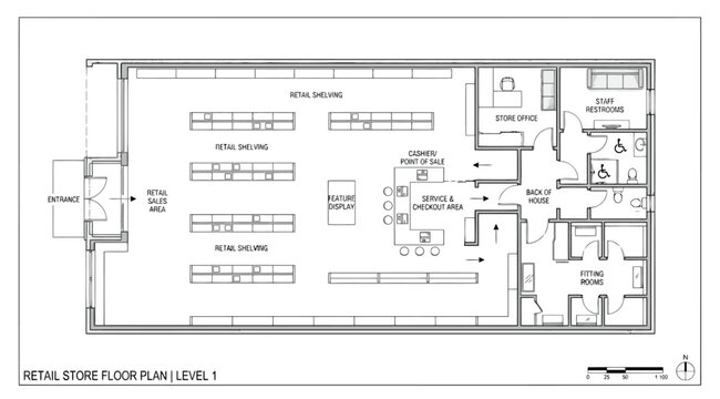 Retail store level 1 floor plan layout