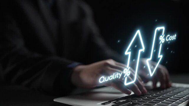 Business concept showing cost reduction and quality increase using Lean, Six Sigma, and Total Quality Management (TQM) to enhance efficiency, value, and customer satisfaction. Muxer