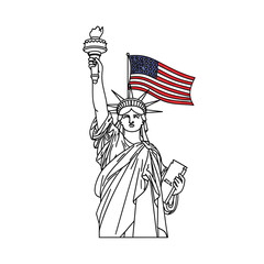 Naklejka premium Statue of Liberty holding American flag patriotic landmark symbol