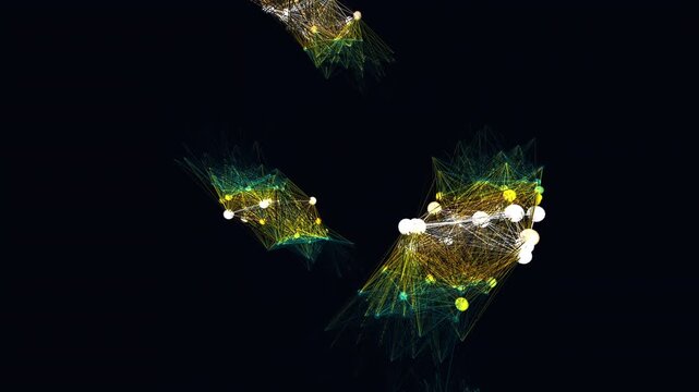 Abstract 3D DNA double helix network visualization featuring glowing synaptic connections in a thermal heatmap spectrum. Seamless loop of sweeping scanners and data activity. 4K UHD.
