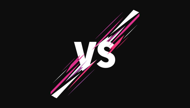 White vs text with pink and purple streaks on black background versus white text pink streaks