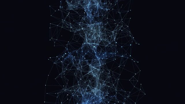 Abstract 3D Cylindrical network visualization featuring glowing synaptic connections in a Cyan spectrum. Cinematic Dolly Zoom perspective with a seamless loop of Sweeping Scanners and data activity. 