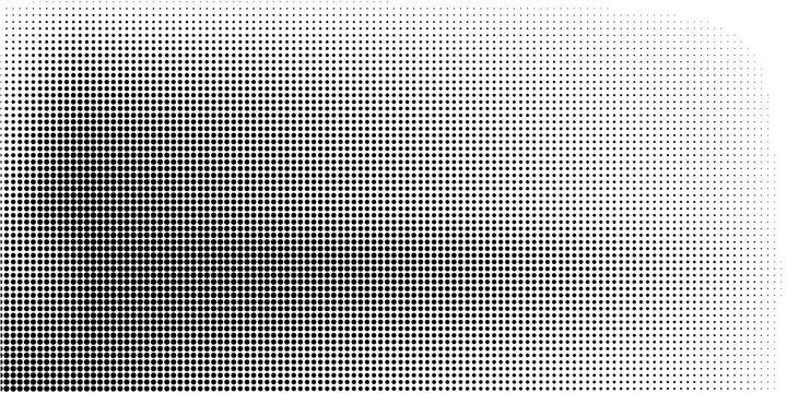 Set tekstur pola gradien titik halftone yang diisolasi pada latar belakang putih. Bintik-bintik putus-putus lurus menggunakan halftone lingkaran dot raster tekstur. Koleksi vektor blot setengah nada.