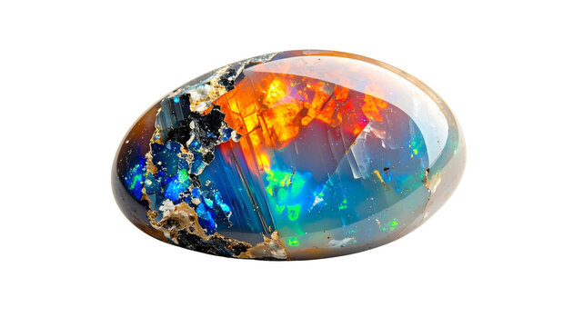  Close up of a raw opal gemstone with vibrant colors and natural texture  isolated on solid white background3