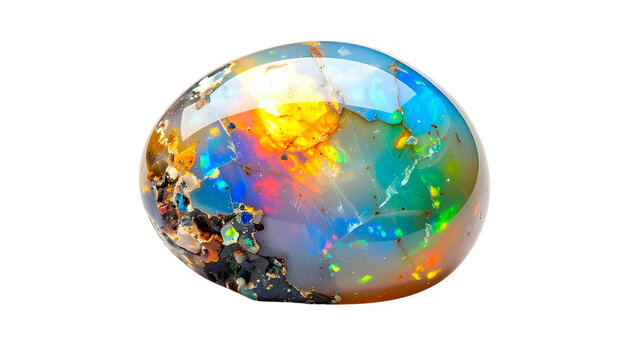  Close up of a raw opal gemstone with vibrant colors and natural texture  isolated on solid white background4