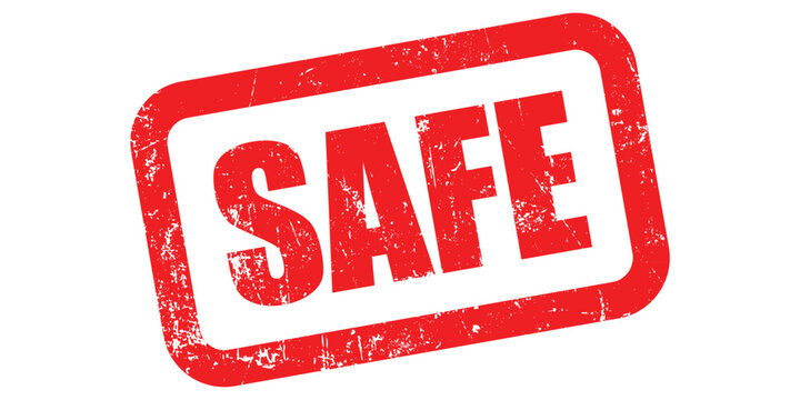 Red rubber stamp vector with bold safe text impression for security approval isolated on transparent background
