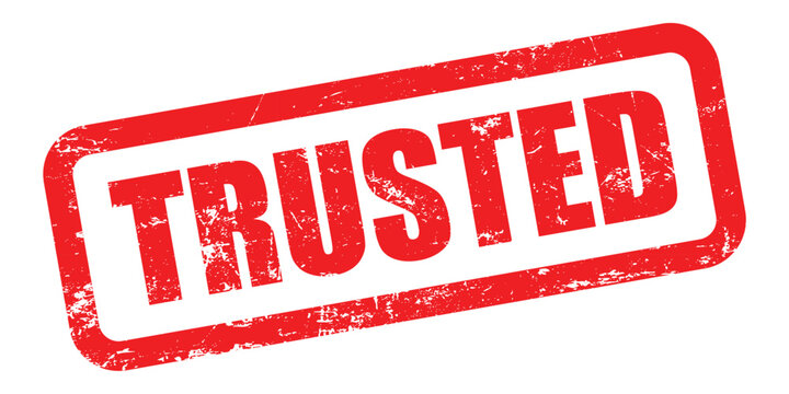 Red rubber stamp vector with trusted text impression isolated on transparent background
