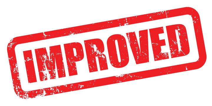 Red rubber stamp vector with improved text impression isolated on transparent background