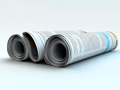 Rolled Newspapers on Light Surface in Bright Studio