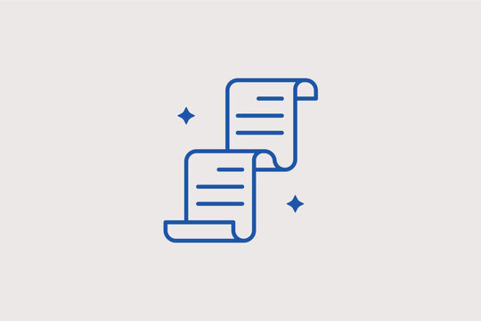 Scroll document line icon for historical records and formal honorary certificates. Elegant vector illustration for heritage research sites and legal award ceremonies.