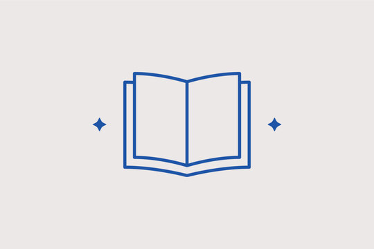 Open book line icon for corporate training manuals and academic knowledge sharing. Minimalist vector illustration for digital libraries and educational course descriptions.