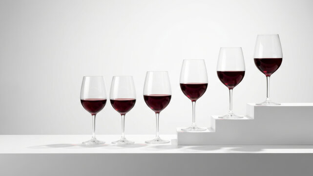 Wine glass red wine graph finance growth still life minimal studio. Financial stock marketing. profit success achievement, visual chart diagram, statistic