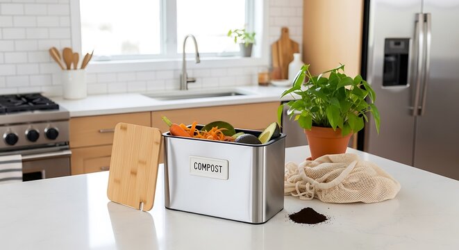 Kitchen Compost Bin Organic Waste Sustainable Living