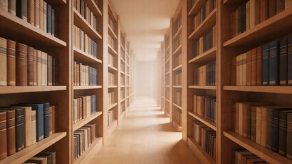 Obraz premium Library hallway with bookshelves