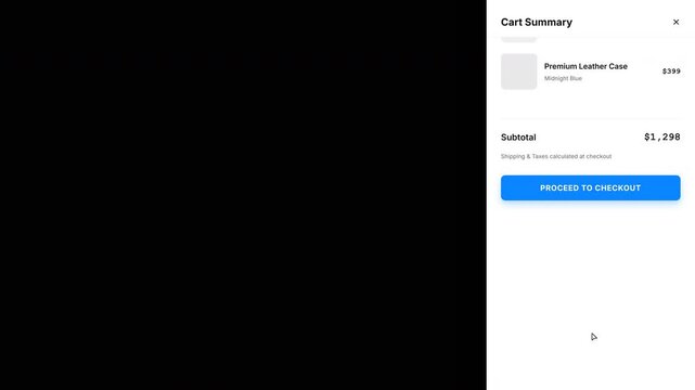 E-commerce Shopping Cart Interface Drawer Animation