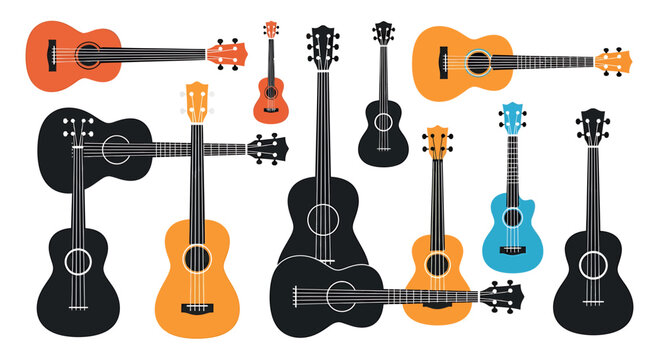 Ukulele and Acoustic Guitar Musical Instruments Collection