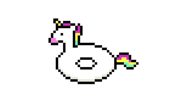8-bit pixel art summer unicorn tube. looped animation 4k 30fps