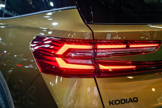 Skoda Kodiaq rear light design showcases led technology at motorshow event