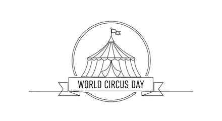 World Circus Day Hand Drawn Illustration - Tent with Banner © Iwak